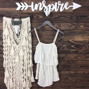 Tobi | Eyelet Lace Split Tiered‎ Cami Romper